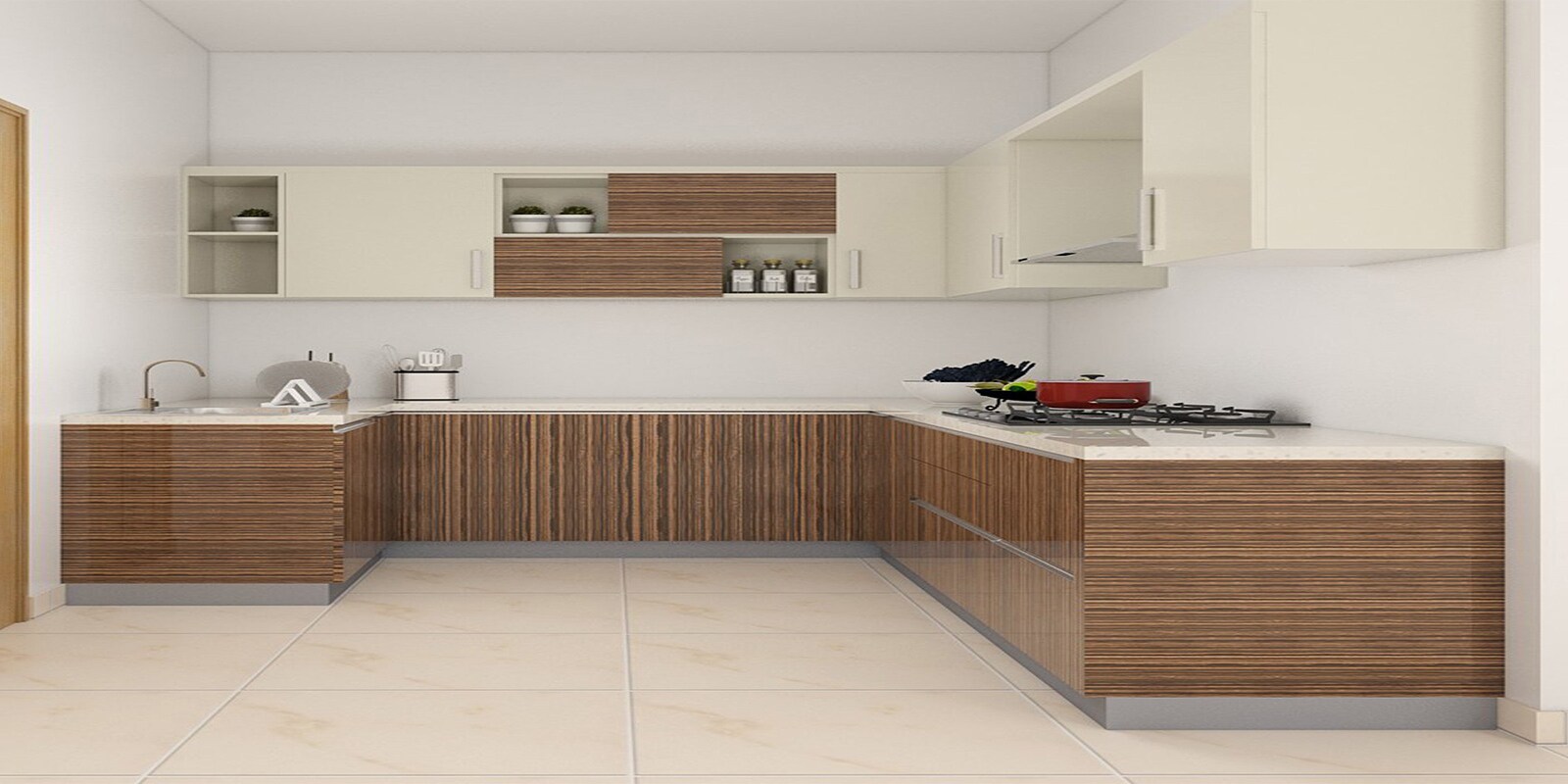 Alvin U Shaped Modular Kitchen Designed in MDF