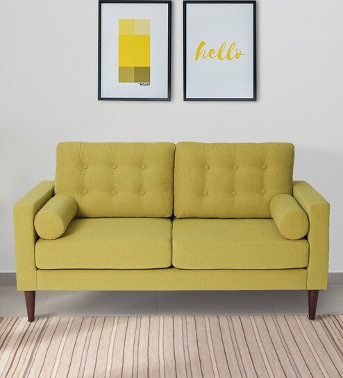 Alaine Fabric 2 Seater Sofa In Olive Green Colour