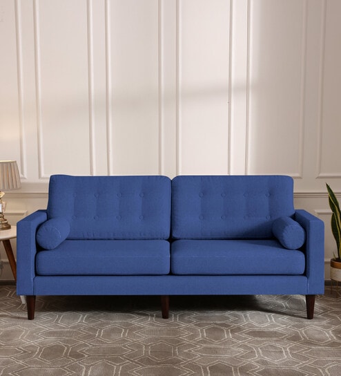 Alaine Fabric 3 Seater Sofa In Navy Blue Colour