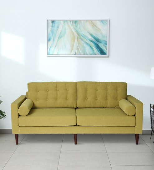 Alaine Fabric 3 Seater Sofa In Olive Green Colour