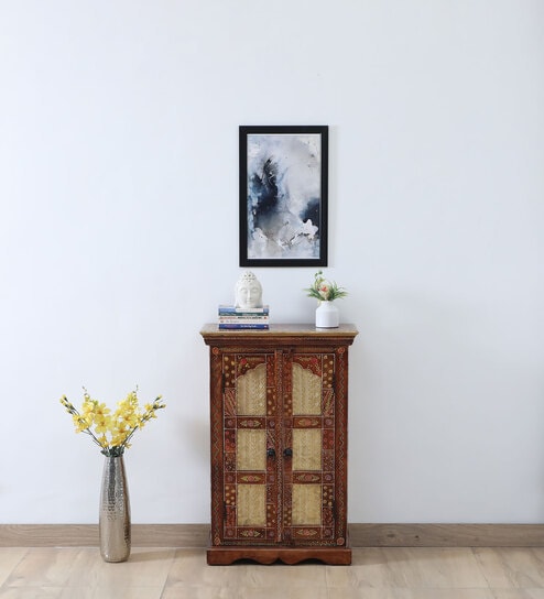 Alankaar Hand-Painted Solid Wood Cabinet In Multi-Colour