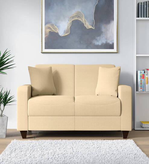 Alba Fabric 2 Seater Sofa In Beige Colour