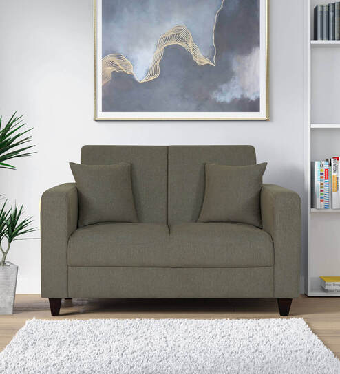 Alba Fabric 2 Seater Sofa In Sandy Brown Colour
