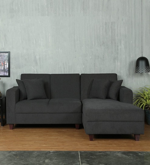 Alba LHS Sectional Sofa (2 + Lounger) in Charcoal Grey Colour