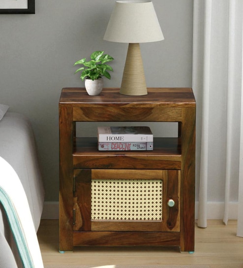 Albans Sheesham Wood Bedside Table In Provincial Teak Finish
