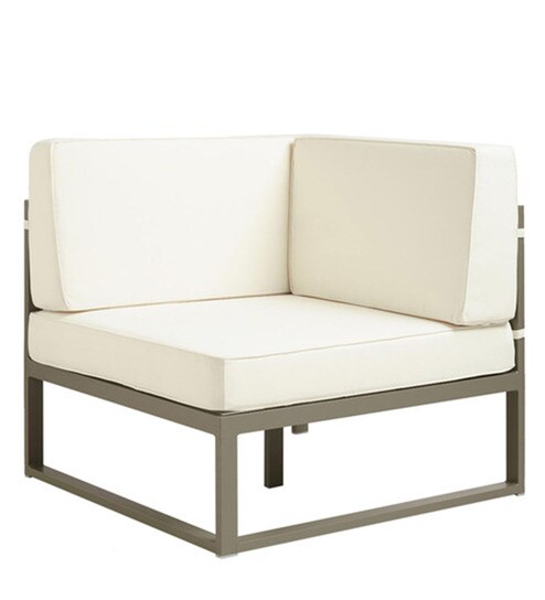 Buy Albert One Seater Corner Sofa In White Colour By Asian Arts