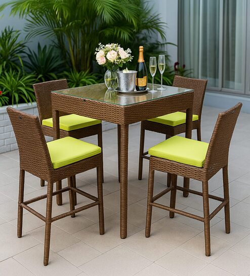 Albury Wicker Table And Chair Set In Brown Dual Tone Finish