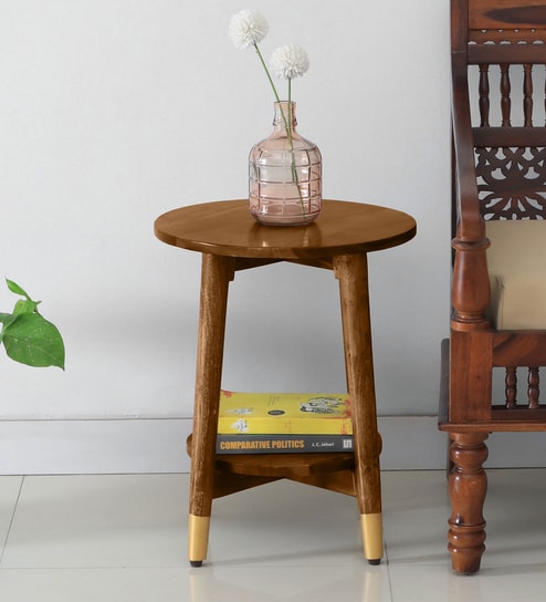Alder Solid Wood End Table In Scratch Resistant Provincial Teak Finish