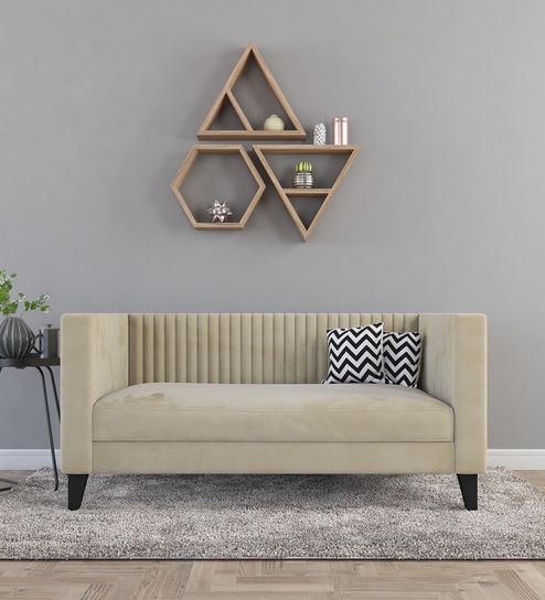 Alejandro Velvet 2 Seater Sofa In Bone White Colour