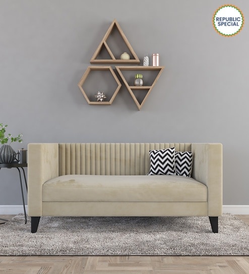 Alejandro Velvet 2 Seater Sofa In Bone White Colour