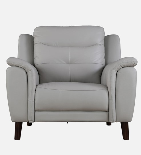 Alexa Leatherette 1 Seater Sofa In Light Grey Colour