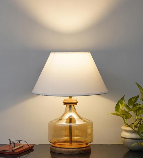 Alexandro Glass & Wood Table Lamp (Amber)