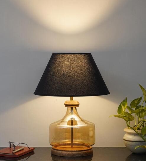 Alexandro Glass & Wood Table Lamp (Amber)