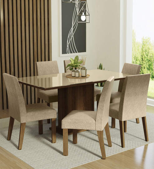 Alexis 6 Seater Dining Set in Wood Finish