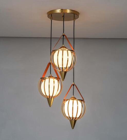 Alfie Metal & Glass 3-Light Ceiling Pendant (Brass)
