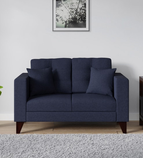 Alfredo Fabric 2 Seater Sofa In Navy Blue Colour