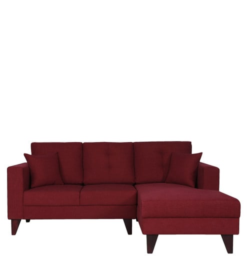 Alfredo 2 Seater LHS Sectional Sofa in Garnet Red Colour - CasaCraft