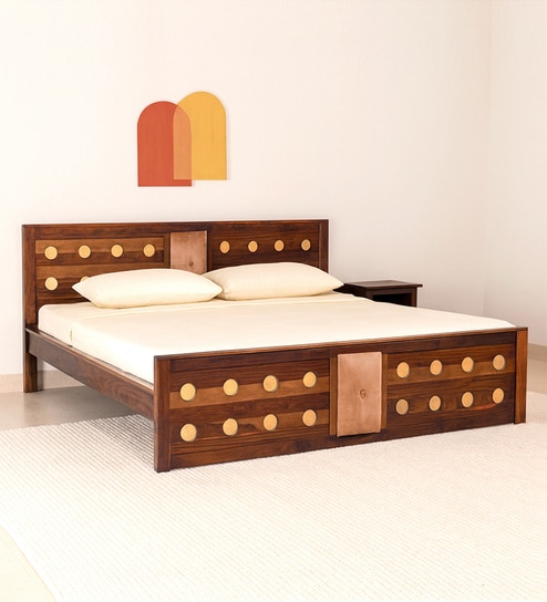 Alhambra Sheesham Wood King Size Bed In Scratch Resistant Provincial Teak