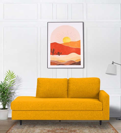 Alitza LHS Fabric Chaise Lounger in Bold Yellow Colour