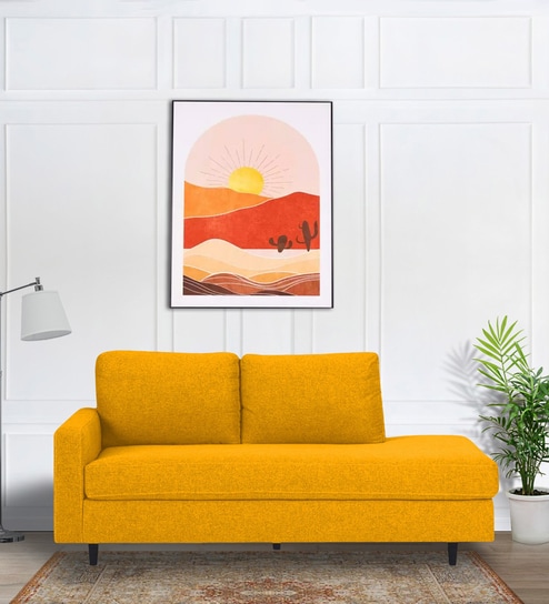 Alitza RHS Fabric Chaise Lounger in Bold Yellow Colour