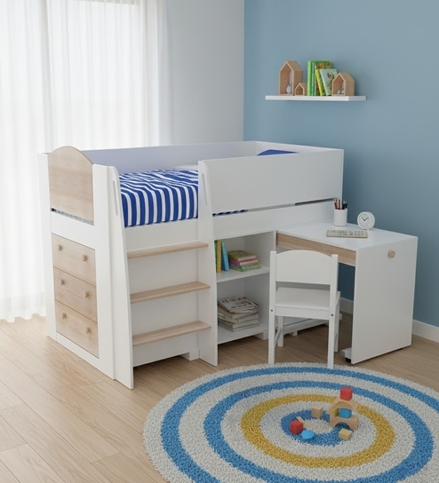 All Star Bed With Integrated Pull-Out Desk In Oak Colour