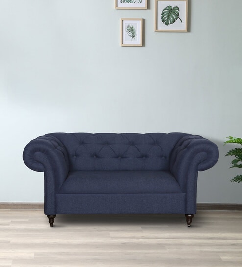 Allanton Fabric 2 Seater Sofa In Navy Blue Colour