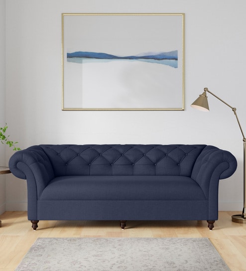 Allanton Fabric 3 Seater Sofa In Navy Blue Colour