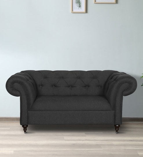 Allanton Fabric 2 Seater Sofa In Dark Grey Colour