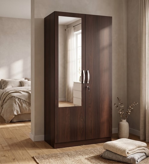 Allen Plus 2 Door Wardrobe With Mirror In Walnut Finish