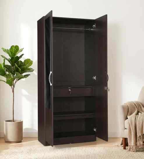 Allen Plus 2 Door Wardrobe With Mirror In Walnut Finish