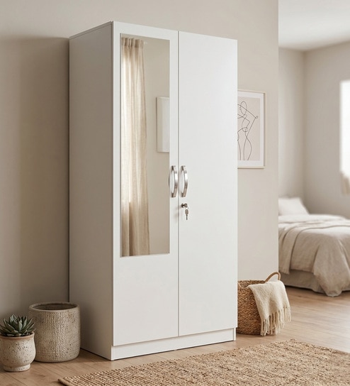 Allen Plus 2 Door Wardrobe With Mirror In White Finish
