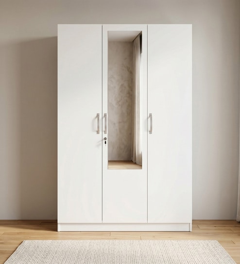 Allen Plus 3 Door Wardrobe In White Finish