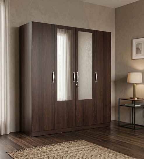 Allen Plus 4 Door Wardrobe With Mirror In Walnut Finish