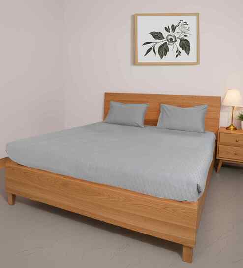Alloy Step Design 300 TC 100% Cotton King Size Fitted Bed Sheet With 2 Pillow Covers-image-18