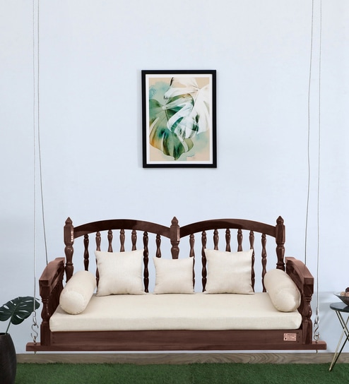 Almora Solid Wood Swing In Rosewood Finish