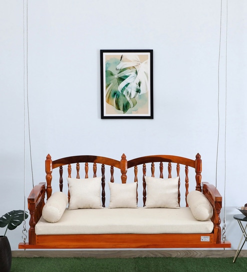 Almora Solid Wood Swing in Teak Finish
