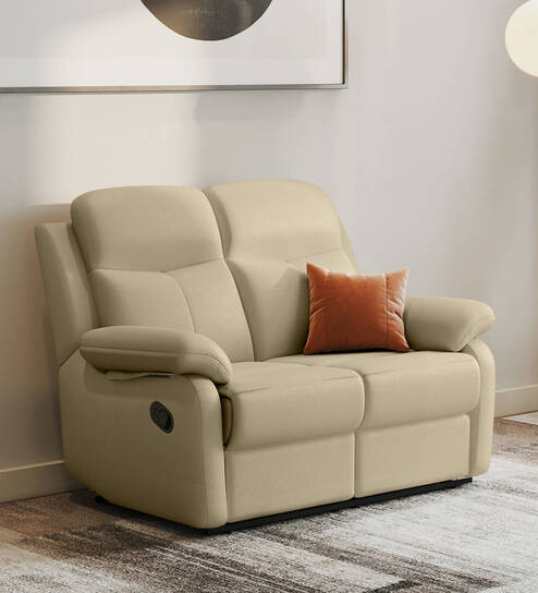 Alpine Leatherette 2 Seater Recliner In Mist Colour