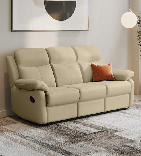 Alpine Leatherette 3 Seater Recliner In Mist Colour