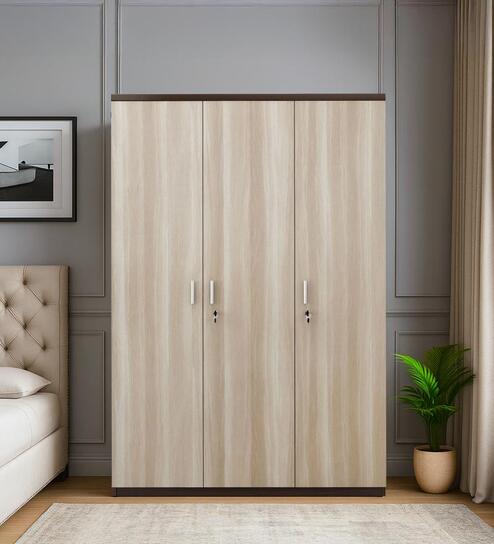 Alston 3 Door Large File Cabinet In Balliness Pine & Cloud Ash Finish With Lock