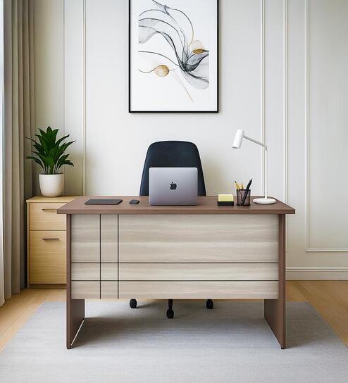 Alston Workstation In Balliness Pine & Cloud Ash Finish With Drawer