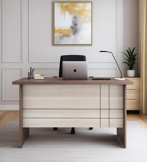 Alston Workstation In Light Balliness Pine & Cloud Ash Finish With Drawer