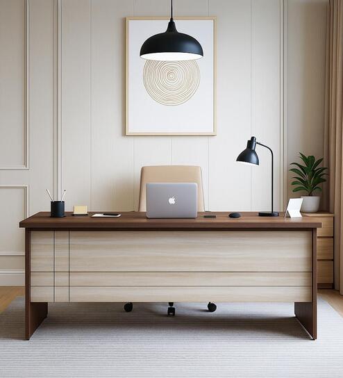 Alston Xl Workstation In Dark Balliness Pine & Cloud Ash Finish