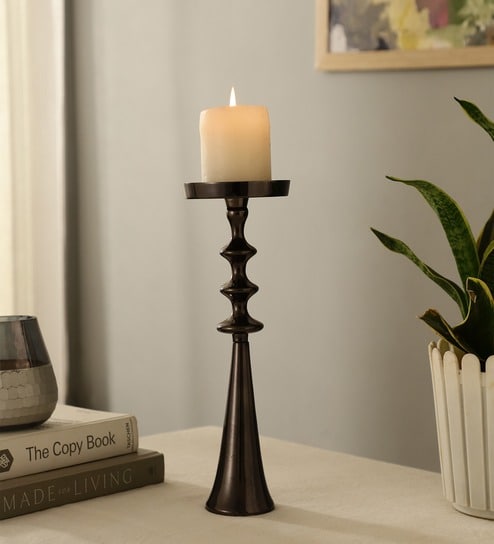 Altar Flame Black Silver Candle Holder