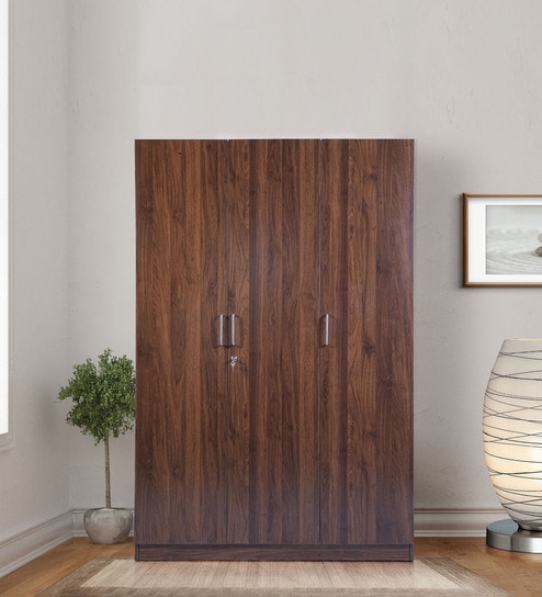 Alton 3 Door Wardrobe in Columbian Walnut Finish With Adjustable Shelves