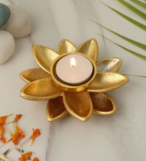 Aluminum Double Leaves Tealight Holder
