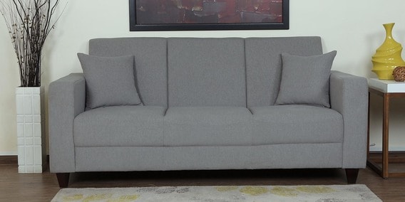 Buy Alba Three Seater Sofa in Ash Grey Colour by CasaCraft 