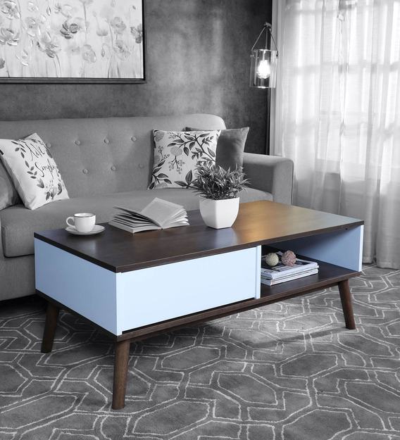 Buy Alameda Coffee Table In Walnut And White Finish By Casacraft Online Mid Century Modern Rectangular Coffee Tables Tables Furniture Pepperfry Product