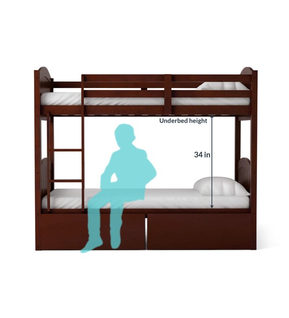 Buy Alexander Bunk Bed with Drawer Storage in Wenge Finish CasaCraft