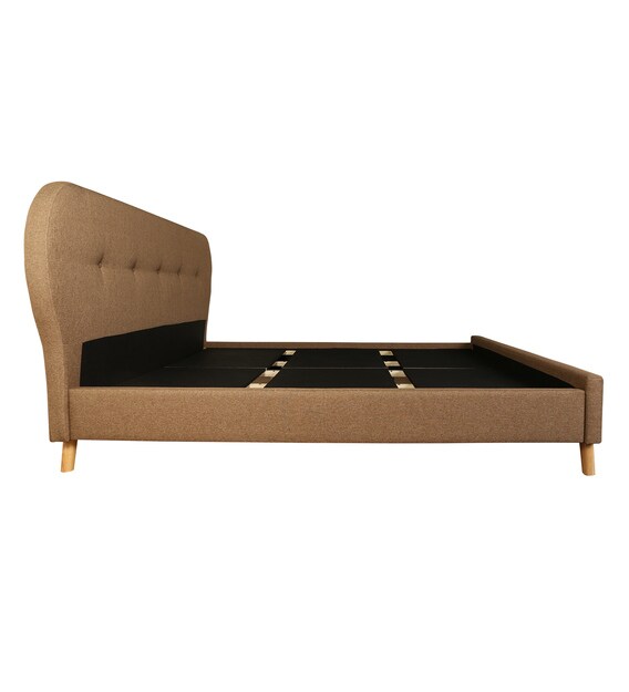 Buy Aline Upholstered King Size Bed in Sandy Brown Colour CasaCraft