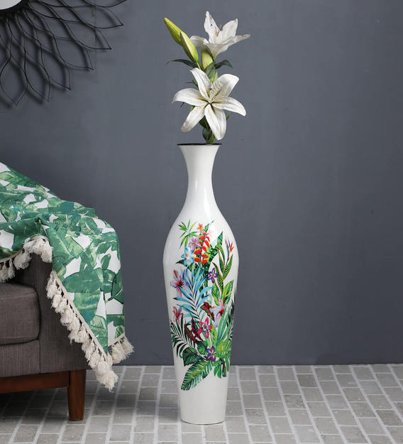 Buy White Big Corner Mild Steel Vase By Alnico Decor Online